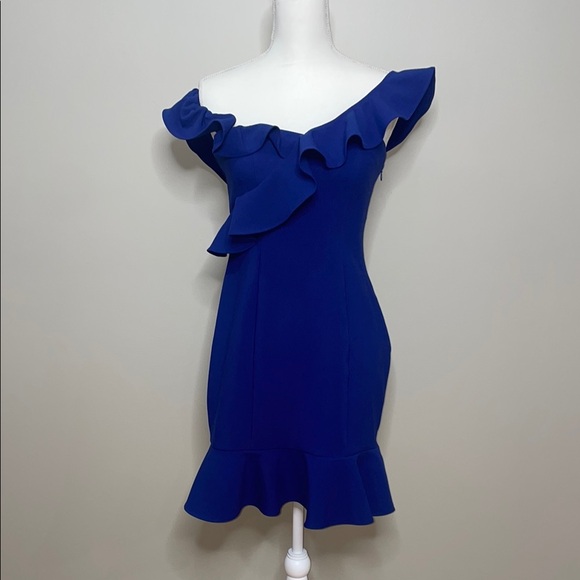 Zara Dresses & Skirts - Likely Elegant Blue Off-Shoulder Dress Size 8